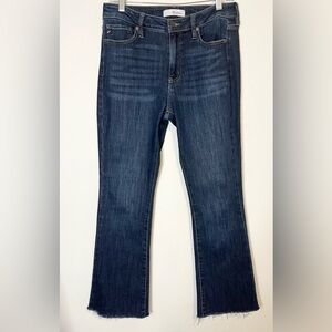 KanCan High Rise Bootcut Jeans in Dark Blue Wash. Raw/Unfinished Hem. Size 11/29